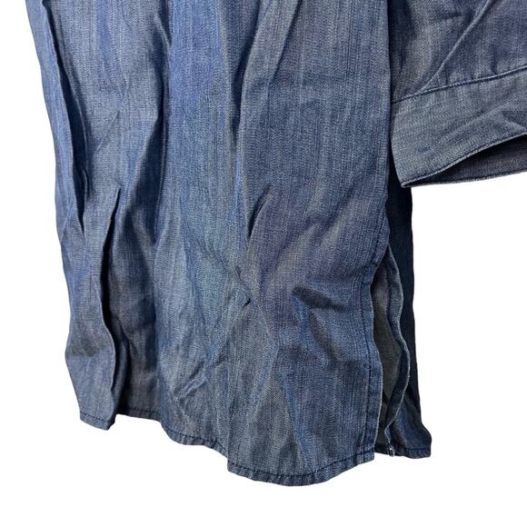 HONEY PUNCH Denim Chambray Long Sleeve Shirt Style Tunic V-Neck Dress sz Small S - Picture 7 of 16